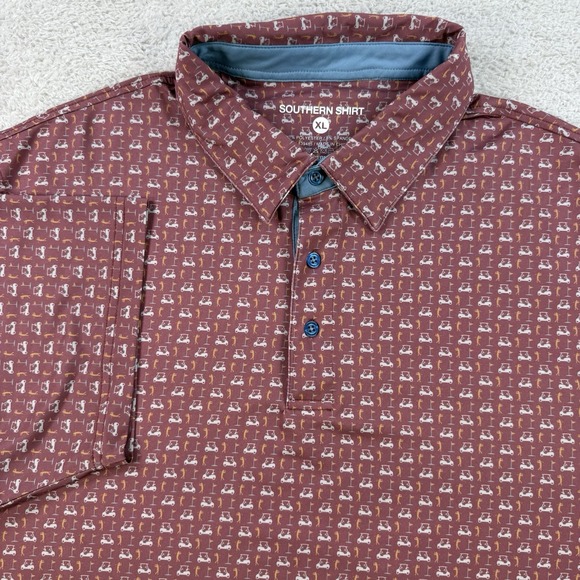 The Southern Shirt Company Other - Southern Shirt Co Polo Mens Red Performance Stretch Golf Cart All Over AOP Shirt